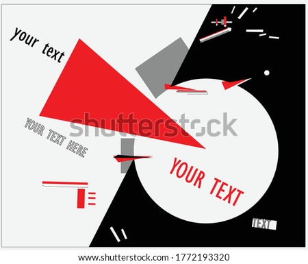 Editable poster in the suprematism (El Lissitzky) contemporary art style template. Flat disign. 