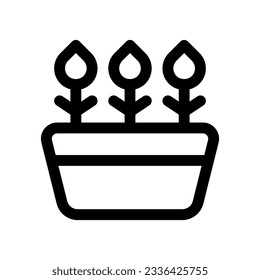 Flores macetas editables, icono del vector de planta. Jardinería, paisajes, horticultura. Parte de una familia de iconos grandes. Perfecto para interfaces web y de aplicaciones, presentaciones, infografías, etc
