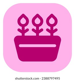 Flores macetas editables, icono del vector de planta. Jardinería, paisajes, horticultura. Parte de una familia de iconos grandes. Perfecto para interfaces web y de aplicaciones, presentaciones, infografías, etc