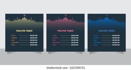 Editable prayer time banner for social media post template