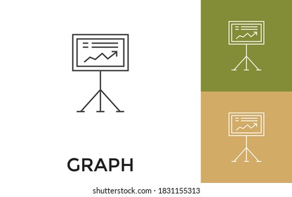 Editable Presentation Chart Thin Line Icon with Title. Useful For Mobile Application, Website, Software and Print Media.