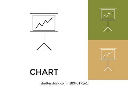 Editable Presentation Chart Thin Line Icon with Title. Useful For Mobile Application, Website, Software and Print Media.