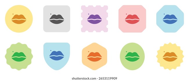 Ícone de vetor de lábios bonitos editável. Cosméticos, maquiagem, cuidados com a pele, beleza. Parte de uma grande família de conjuntos de ícones. Perfeito para interfaces web e app, apresentações, infográficos, etc