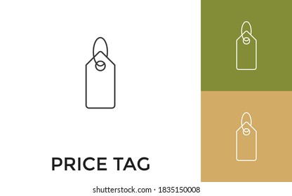 Etiqueta de precio editable Icono de línea delgada con título. Útil para aplicaciones móviles, sitio web, software y medios impresos.