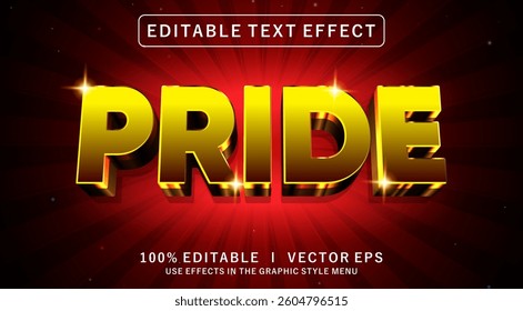 editable pride 3d vector text effect with modern style design