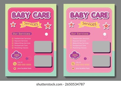 Editable print flyer or poster template for kindergarten and nursery pre school design, Childcare center and babysitter print flyer or poster, leaflet, child coding flyer poster template design