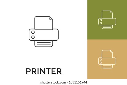 Editable Printer Thin Line Icon with Title. Useful For Mobile Application, Website, Software and Print Media.