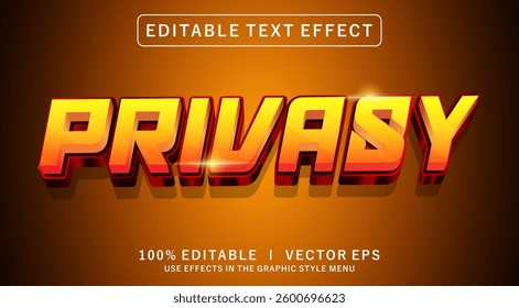 editable privasy 3d vector text effect with modern style design