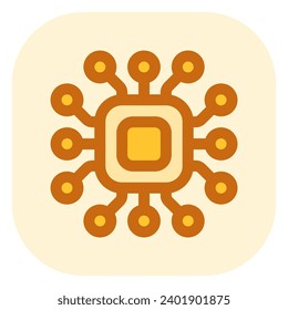 Editable processor, chip vector icon. AI technology, artificial intelligence, computer. Part of a big icon set family. Perfect for web and app interfaces, presentations, infographics, etc