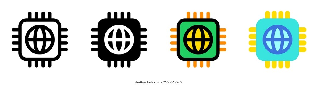 Editable processor, chip vector icon. AI technology, artificial intelligence, computer. Part of a big icon set family. Perfect for web and app interfaces, presentations, infographics, etc