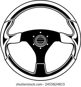 editable profesional drive wheel vector black and white art, sparco racing steering wheel vector, Steering wheel icon in flat style isolated background. steering wheel vector art. 