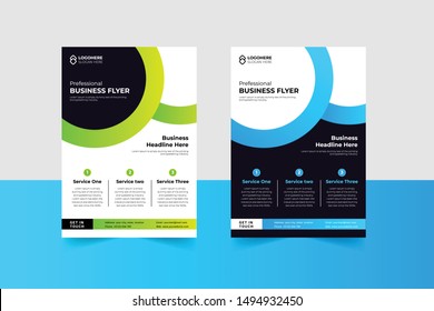 Editable professional Business Flyer Template - Color Green Blue