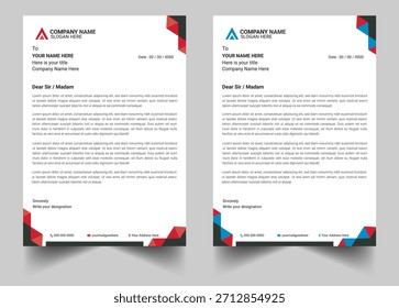 Plantilla de letras profesional editable con tipografía limpia y dos elegantes esquemas de color. Perfecto para hojas de vida, cartas de presentación, comunicación comercial y documentos de oficina imprimibles.