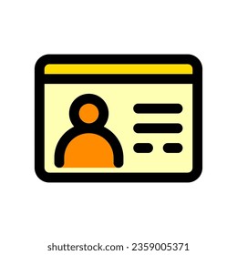 Perfil editable, id, usuario, miembro, icono del vector de estudiante. Aprendizaje en línea, curso, tutorial. Parte de una familia de iconos grandes. Perfecto para interfaces web y de aplicaciones, presentaciones, infografías, etc