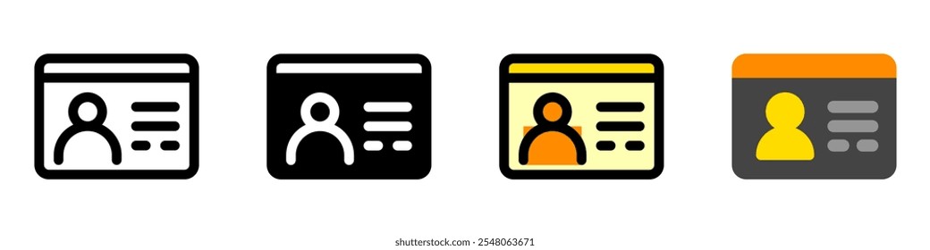 Perfil editável, id, usuário, membro, ícone de vetor do aluno. Aprendizagem online, curso, tutorial. Parte de uma grande família de conjuntos de ícones. Perfeito para interfaces web e app, apresentações, infográficos, etc