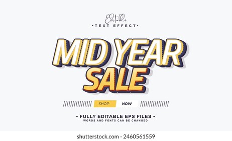 editable promo mid year sale text effect.typhography logo