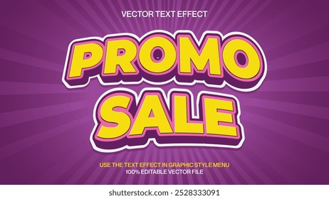 Editable promo sale 3d text effect template. Vector