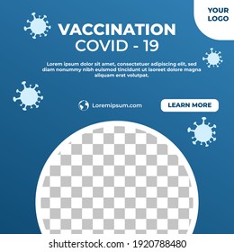 Editable promotion banner template design. Social media vaccination banner with virus decoration. Flat design vector with a photo collage. Suitable for social media, banner, flyer, and web ads.