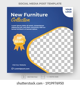 Editable promotion banner template. Furniture social media post template. Vector design with photo collage. Usable for social media, banner, and web internet ads.