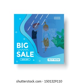 Editable promotional business ads social media post design template in vector