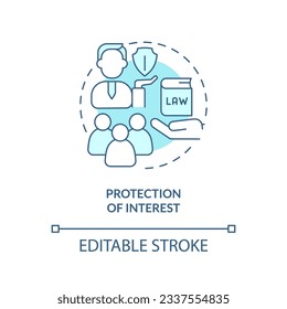 Editable protection of interest blue icon concept, isolated vector, lobbying government thin line illustration.