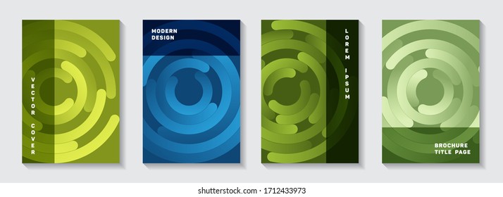 Editable publication covers design. Abstract flyer concentric elements motion vector backdrops. Aim goal achievement circles concept. Creative notebook title pages templates.