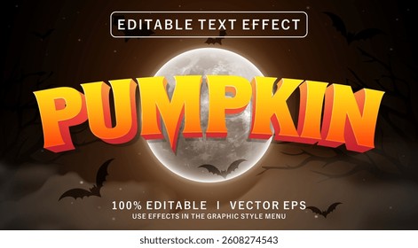editable pumpkin 3d vector text effect with modern style design
