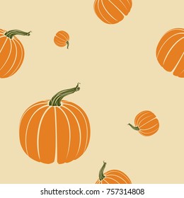 Editable Pumpkins Vector Illustration in Various Positions as Seamless Pattern for Creating Background of Thanksgiving Day Related Design