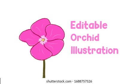 EDITABLE PURPLE ORCHID VECTOR ILLUSTRATION