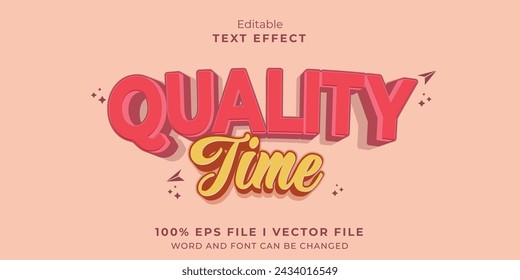 editable quality time text effect.typhography logo