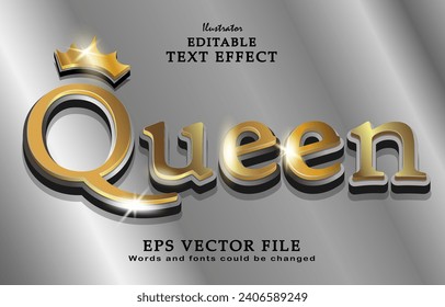 vector de efecto de texto de reina editable