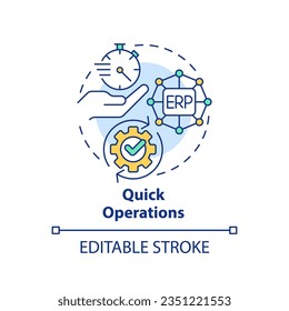 Editable quick operations icon concept, isolated vector, enterprise resource planning thin line illustration.