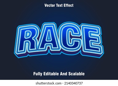 editable race text effect in blue. design for template