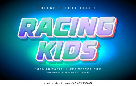 efeito de texto vetorial de crianças de corrida editável com estilo moderno