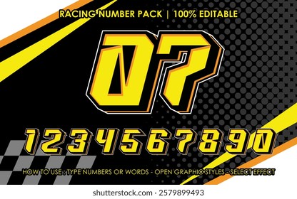 Editable Racing Number Set Text Effect