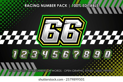 Editable Racing Number Set Text Effect