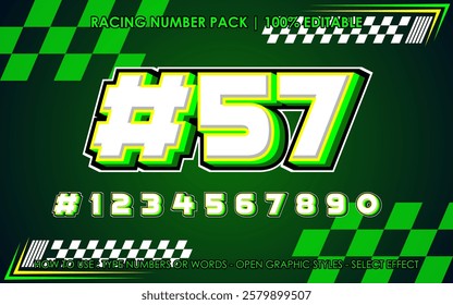 Editable Racing Number Set Text Effect