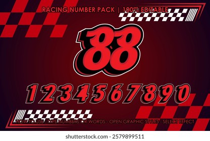 Editable Racing Number Set Text Effect