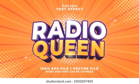 editable radio queen text effect.typhography logo