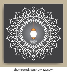 Editable ramadan kareem template design. Nice black background vector for greeting cards, web, social media, Islamic invitations, etc.