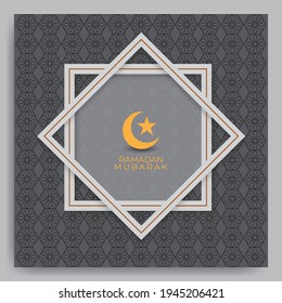 Editable ramadan kareem template design. Vector black ornament background great for greeting cards, web, social media, Islamic invitations, etc.