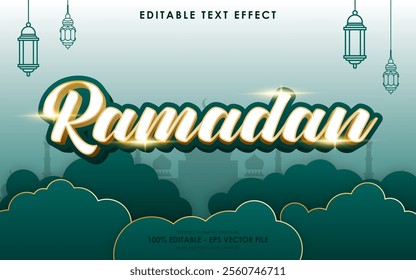 Editable Ramadan Kareem Text Effect with islamic background