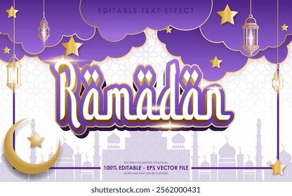Editable Ramadan Kareem Text Effect with islamic background
