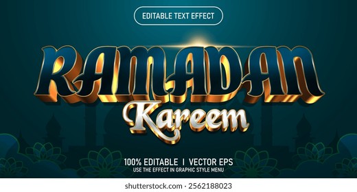 editable ramadan kareem vector text effect with modern style design