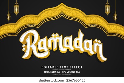 Editable Ramadan Mubarak Text Effect with islamic background