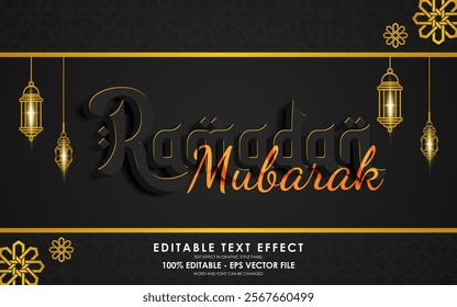 Editable Ramadan Mubarak Text Effect with islamic background