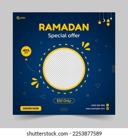 Editable Ramadan Sale Banner social media post Template with Background