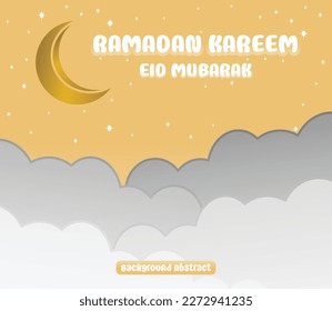 Editable Ramadan sale poster template. with paper-cut ornaments, moon and stars. Design for social media and web. Vector illustration