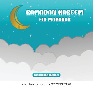 Editable Ramadan sale poster template. with paper-cut ornaments, moon and stars. Design for social media and web. Vector illustration