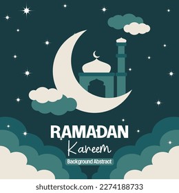 Plantilla editable de afiches de venta de Ramadán. con ornamentos de corte de papel, mezquita, luna y estrellas. Diseño para medios sociales y web. Ilustración del vector